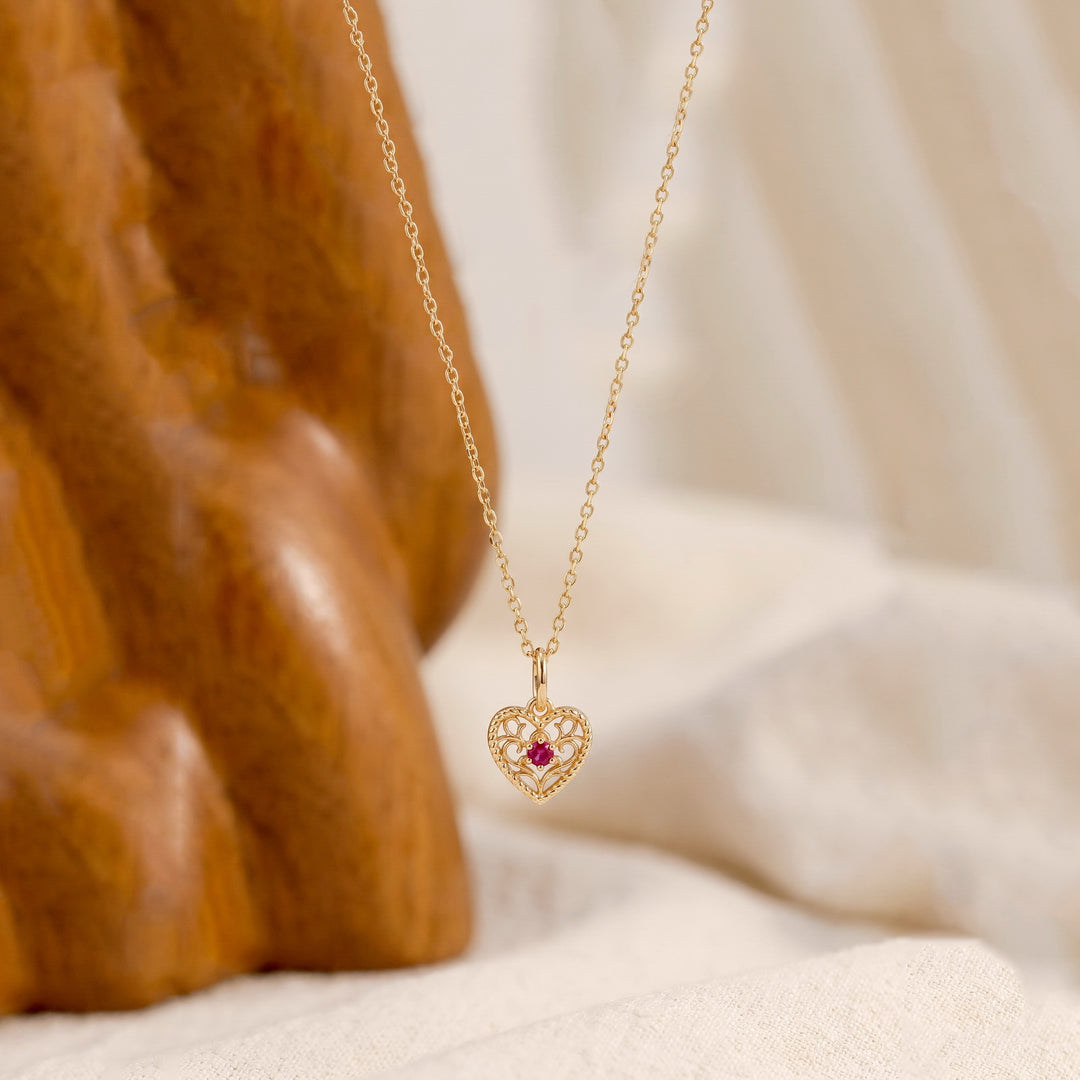 Garnet Heart Necklace