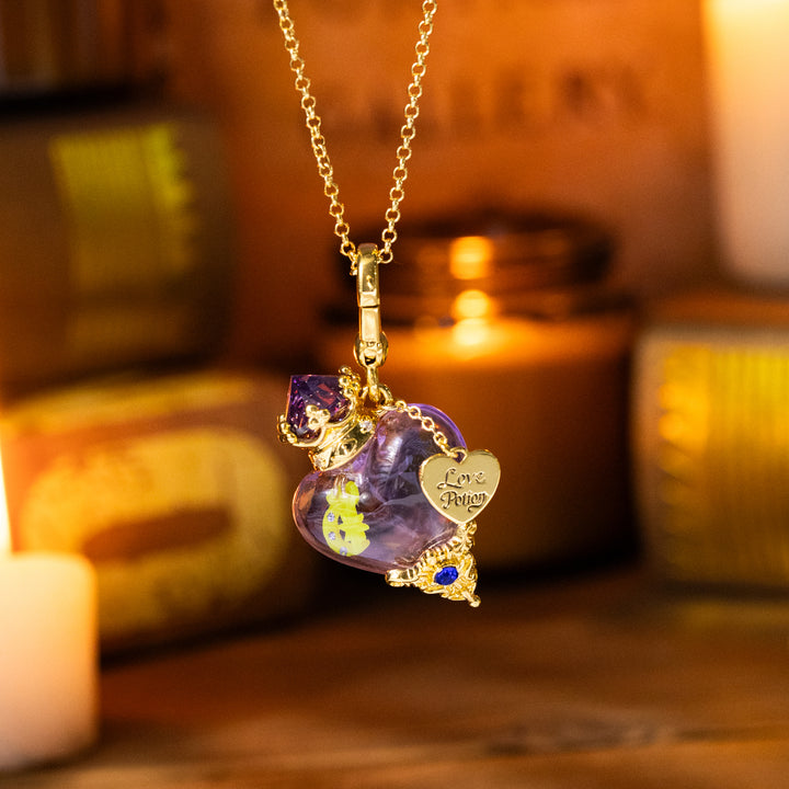 Selenichast Purple Potion Bottle Necklace in Candlelight Setting