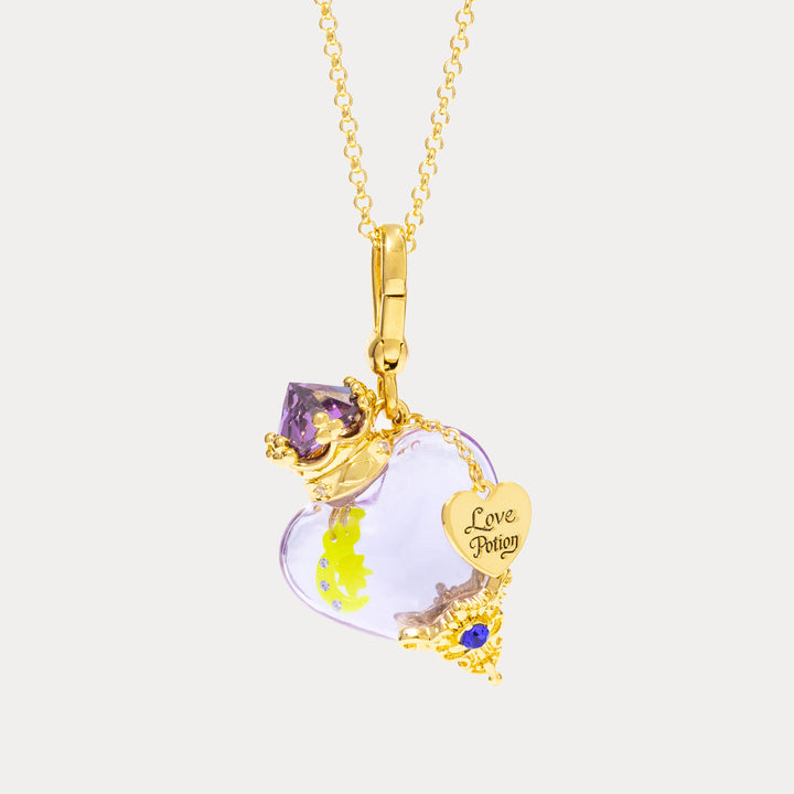 Selenichast Heart-Shaped Love Potion Necklace with Gold Chain
