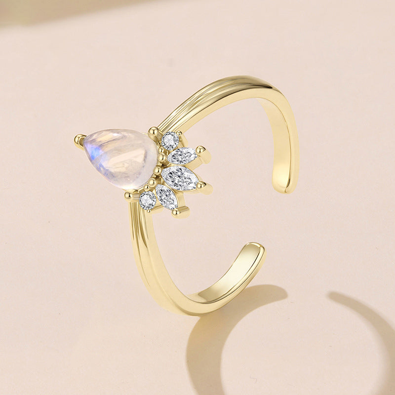 Pear Moonstone Ring