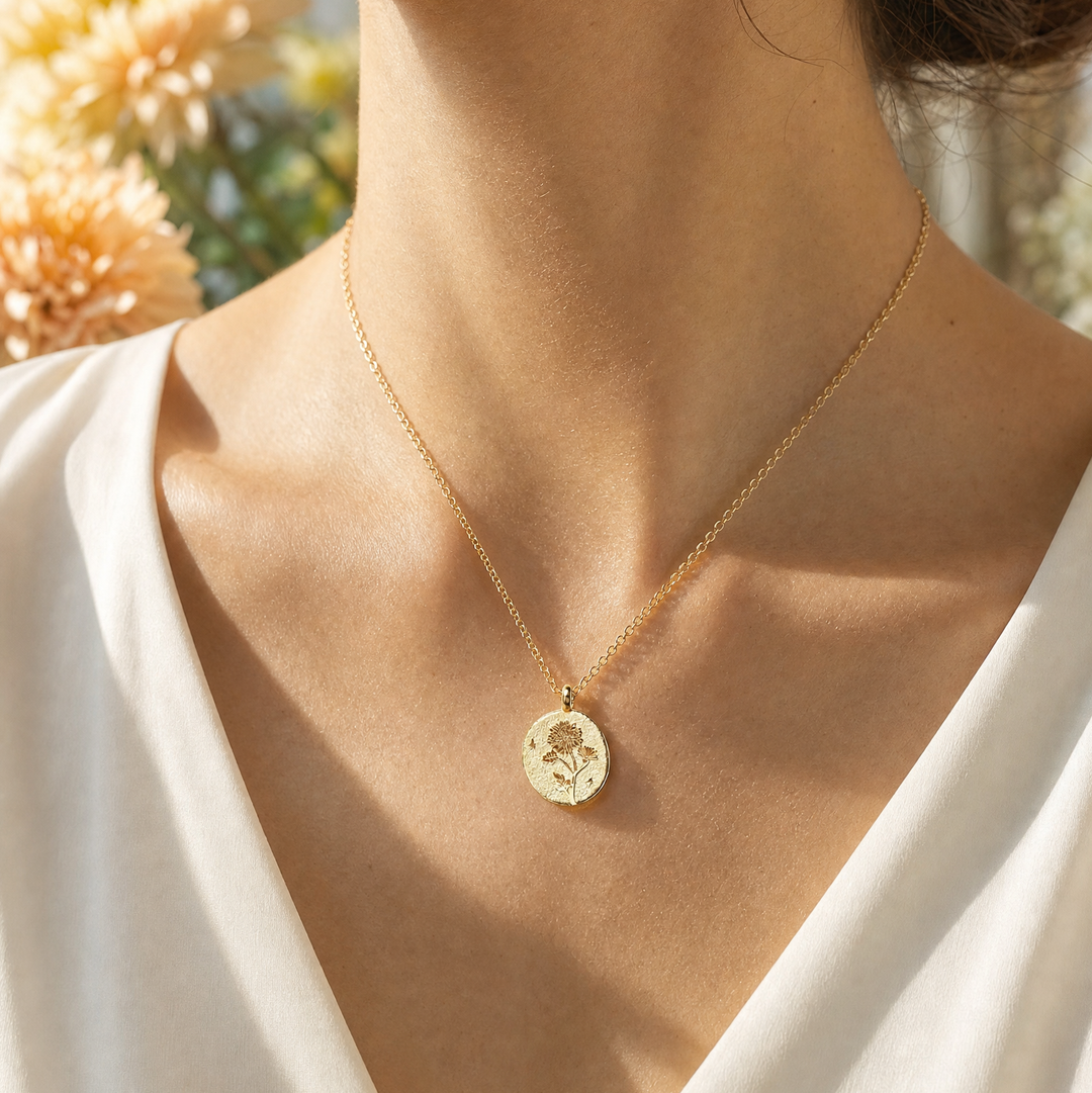 Chrysanthemum Necklace - November Birth Flower