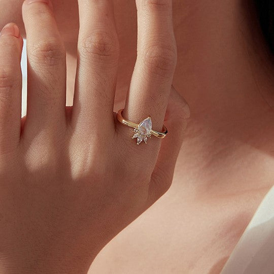 Pear Moonstone Ring