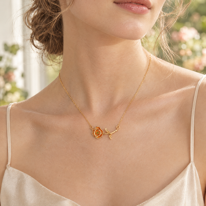 Poppy Necklace - August Birth Flower