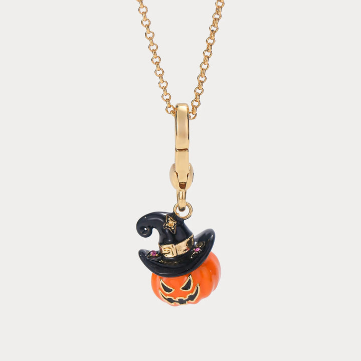 Halloween Pumpkin Witch Hat Locket Necklace