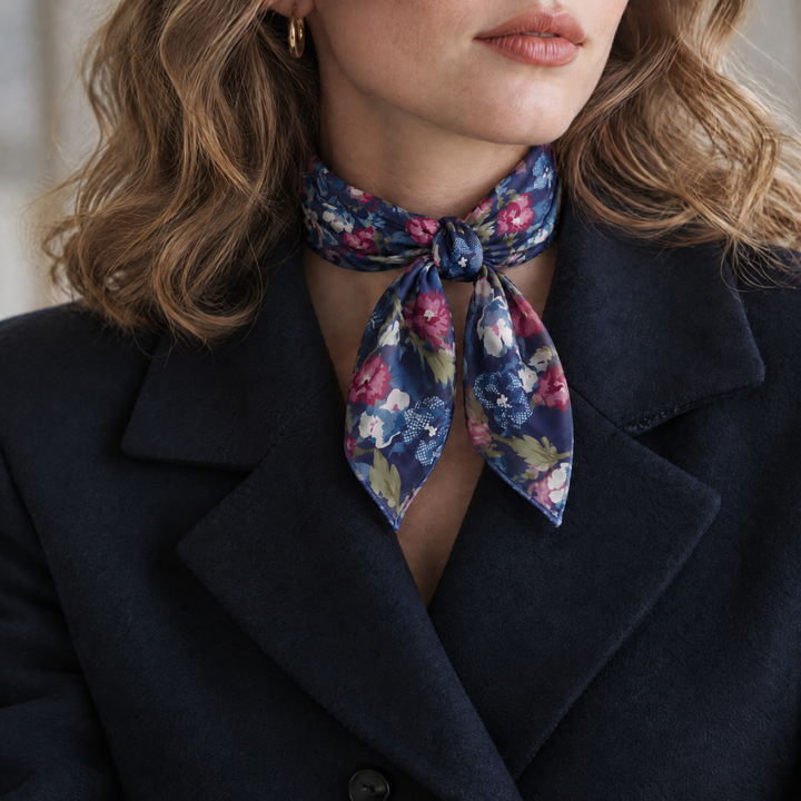 Dark Purple Floral Square Scarf