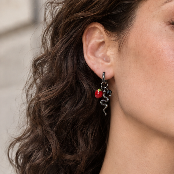 Snake and Apple Earrings