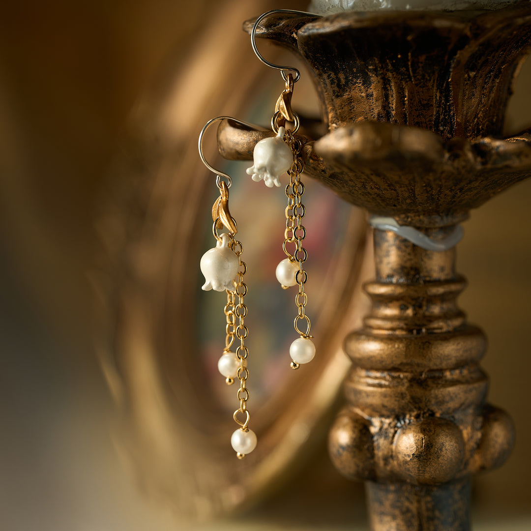 Lily of the Valley Gold Dangle Earrings