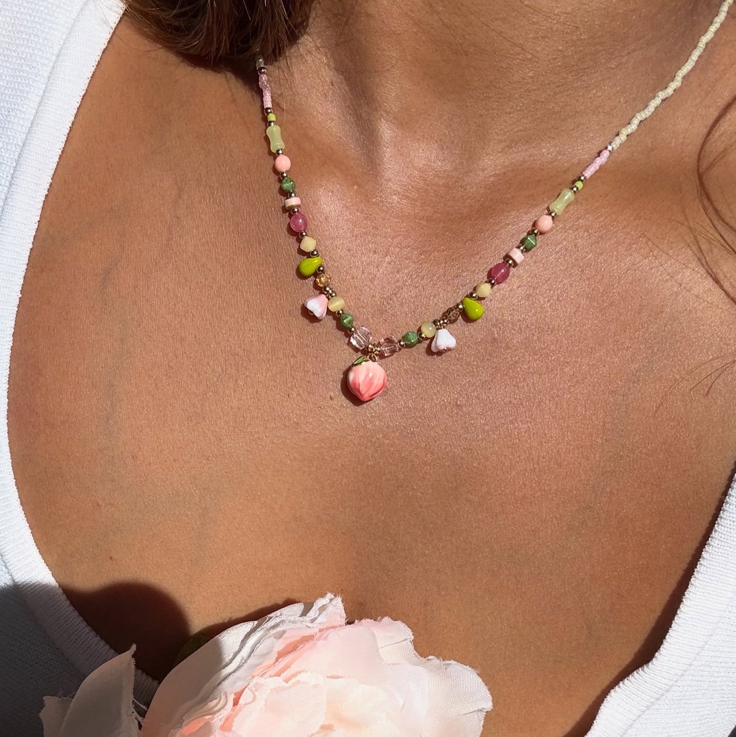 Peach Beaded Necklace