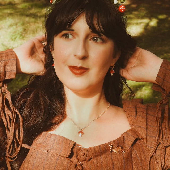 Mushroom Hoop Earrings