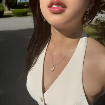 Selenichast Silver Lily Of The Valley Bow Necklace