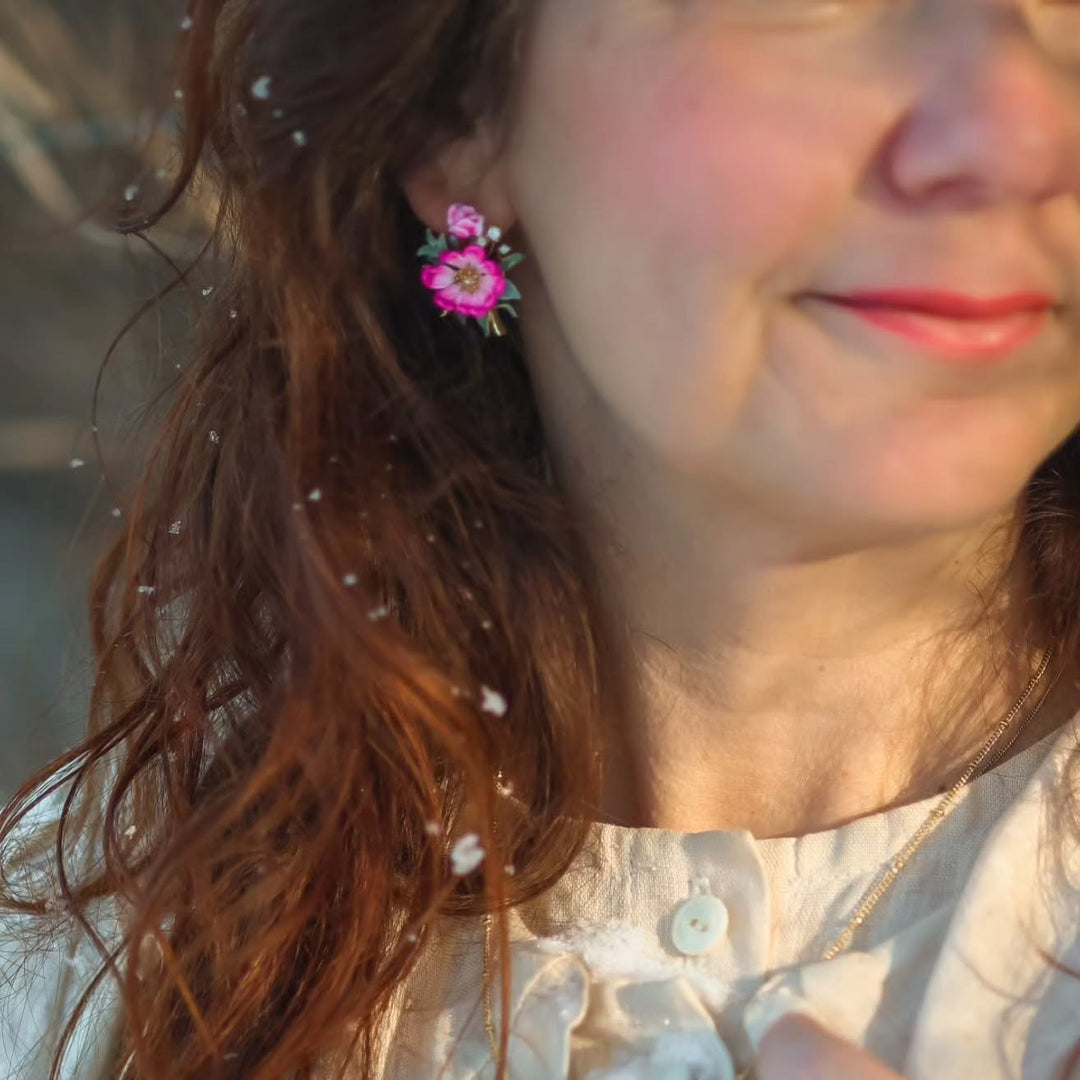 Boucles d'oreilles pivoines
