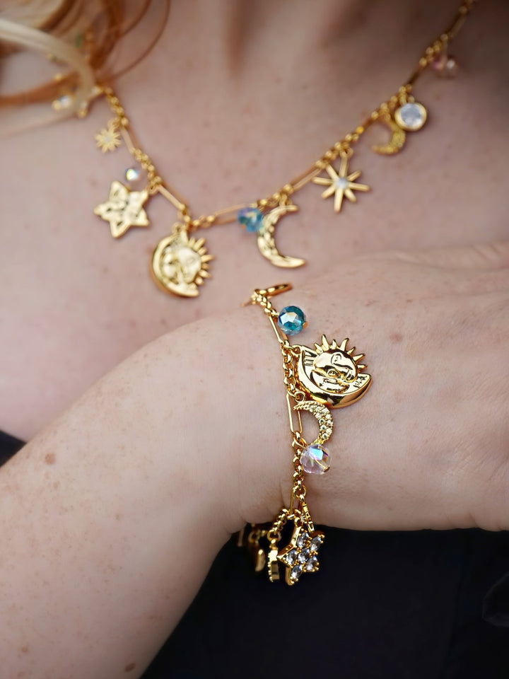 Pulsera de encanto de la estrella de la luna