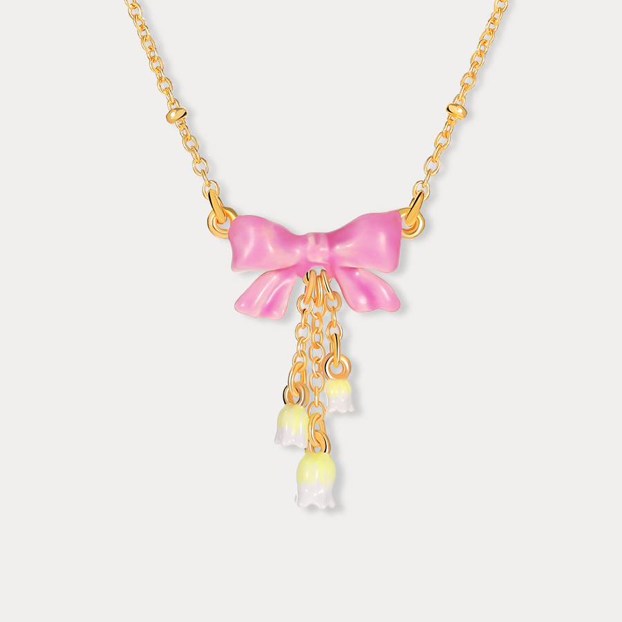 Selenichast Lily Of The Valley Bowknot Necklace