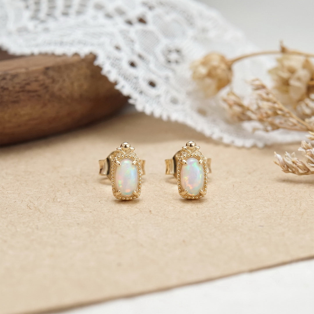 Vintage Opal Stud Earrings