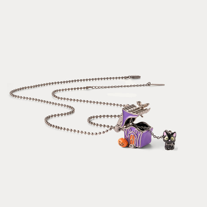 Halloween Black Cat Locket Necklace