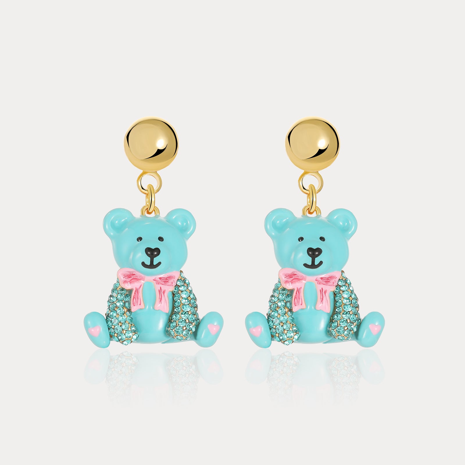 Blue Candy Bear Diamond Earrings
