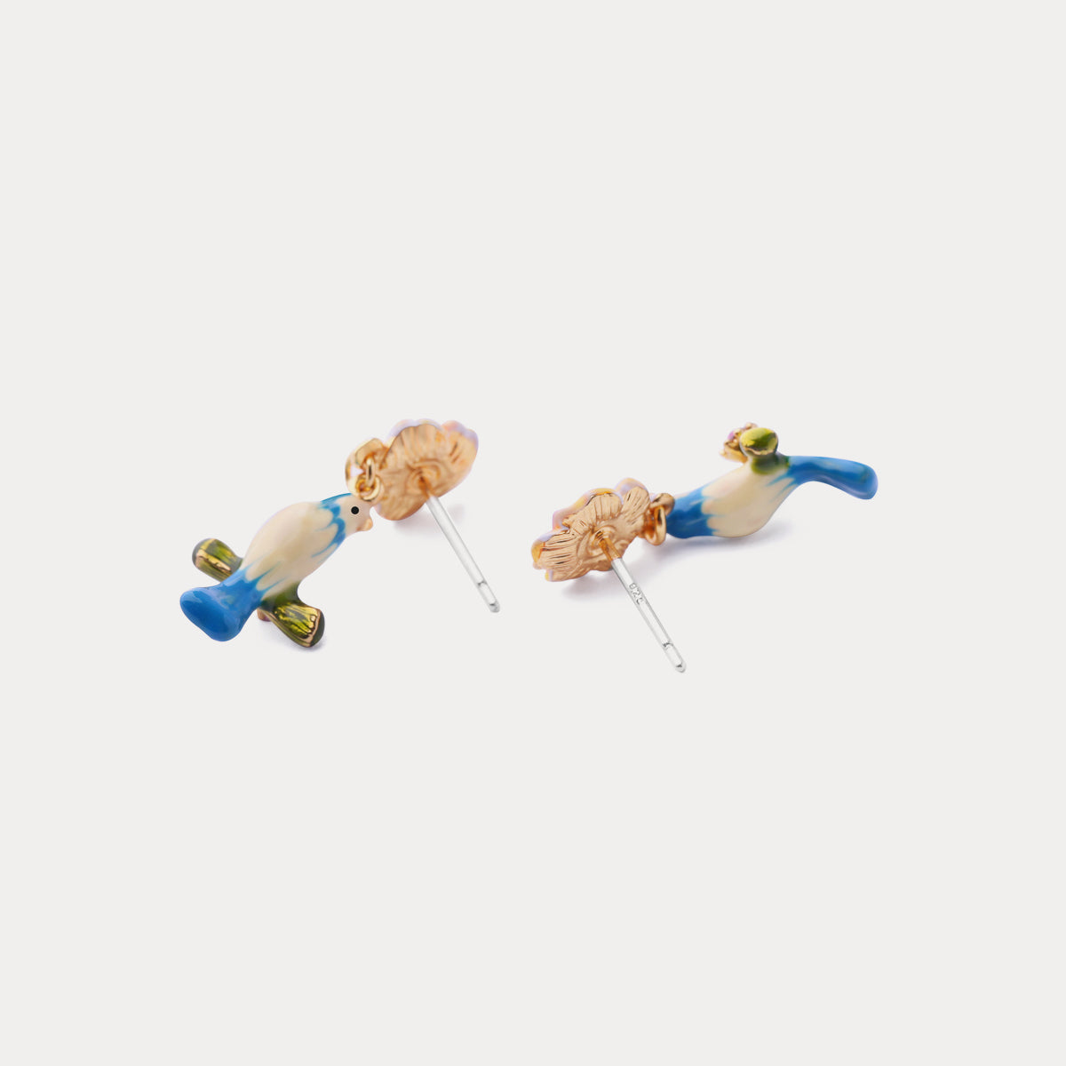 blue tit flower earrings