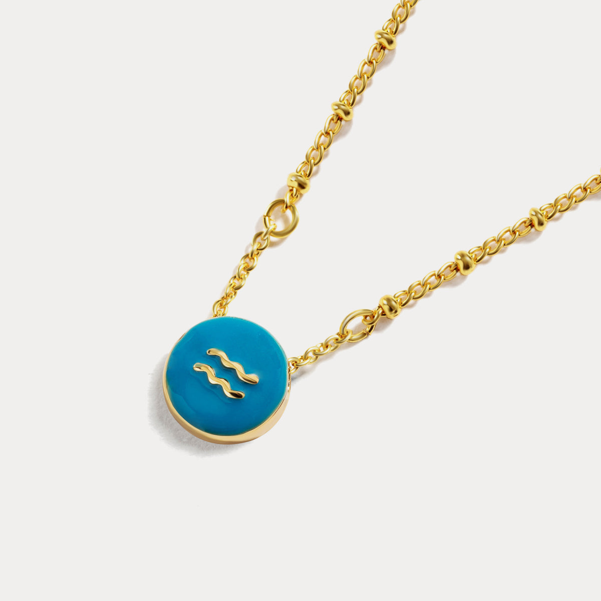 Zodiac Astrological Aquarius Gold Necklace