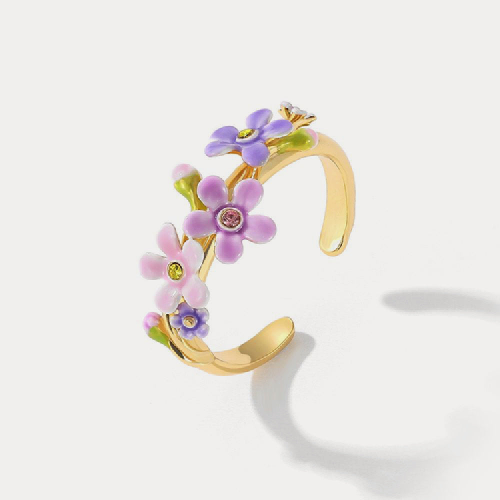 gold forget me not flowers ring