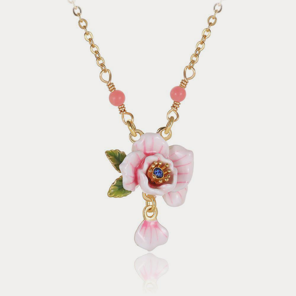 diamond pink rose necklace