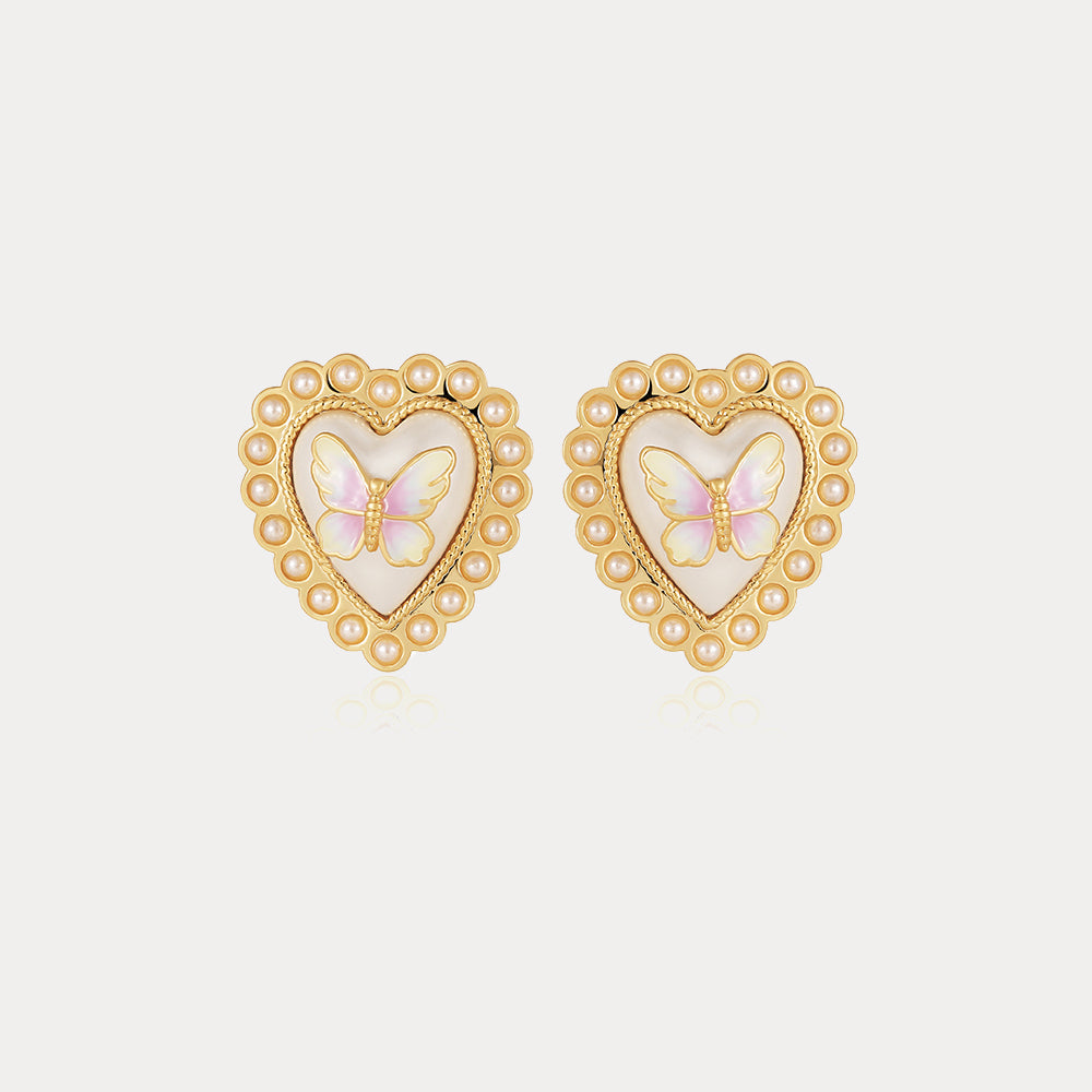 Selenichast Butterfly Heart Stud Earrings