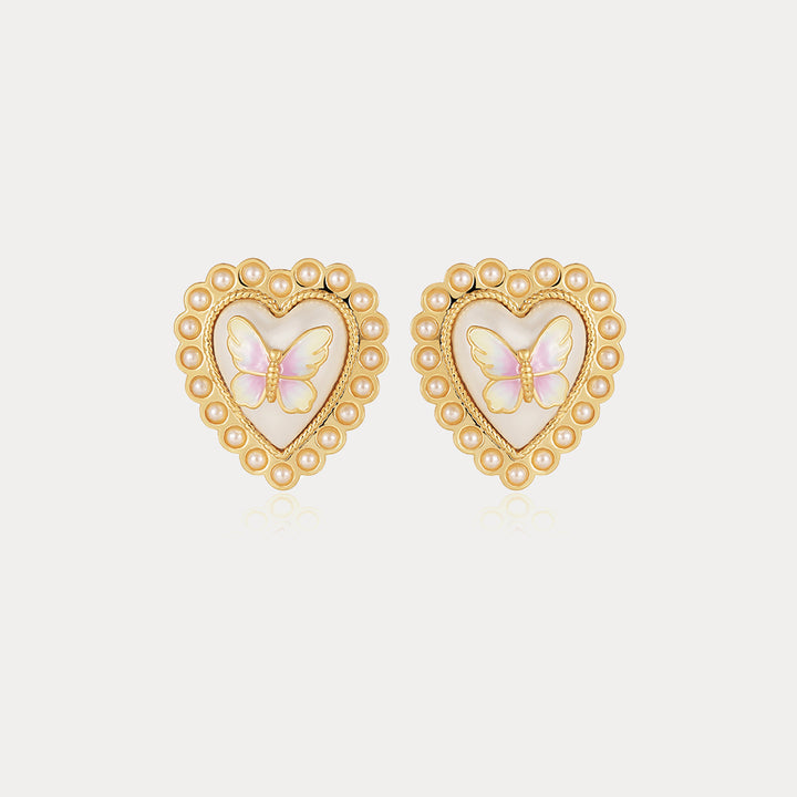 Selenichast Butterfly Heart Stud Earrings