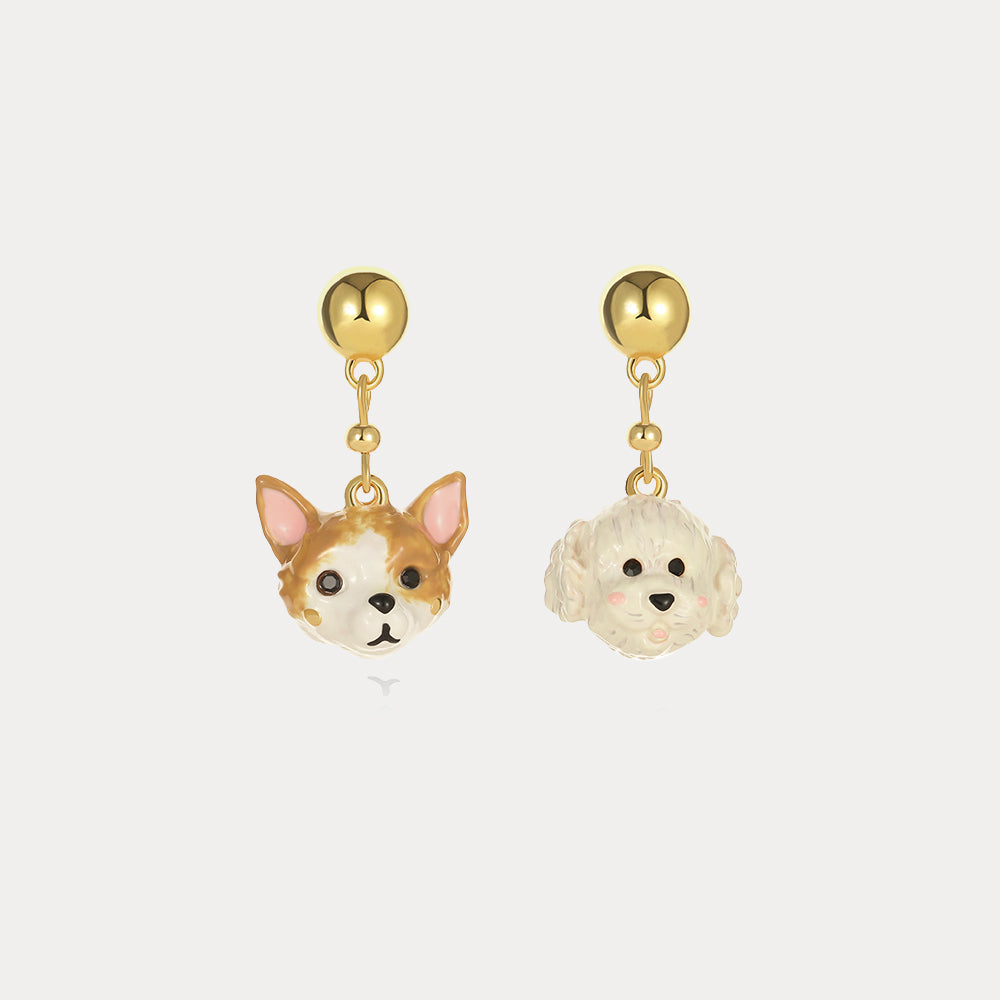 enamel puppy earrings