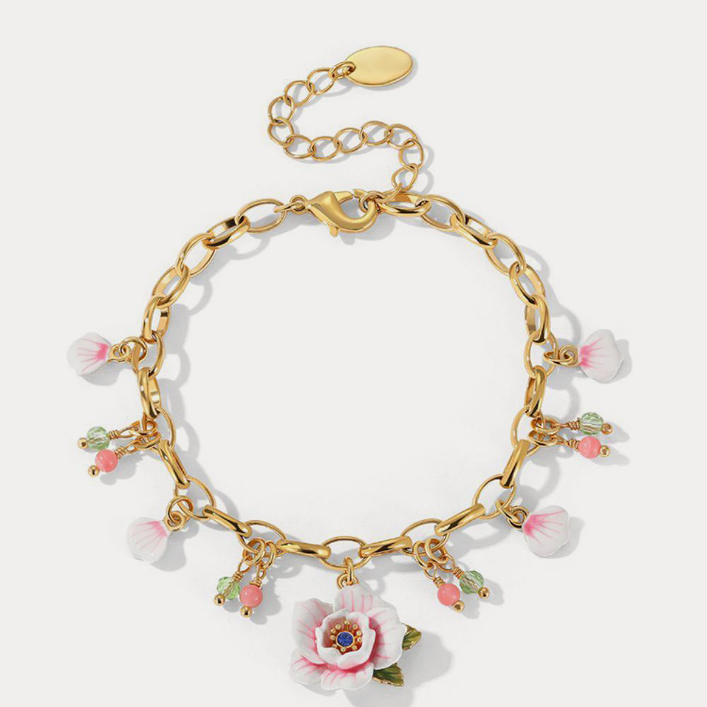 pink rose chain bracelet