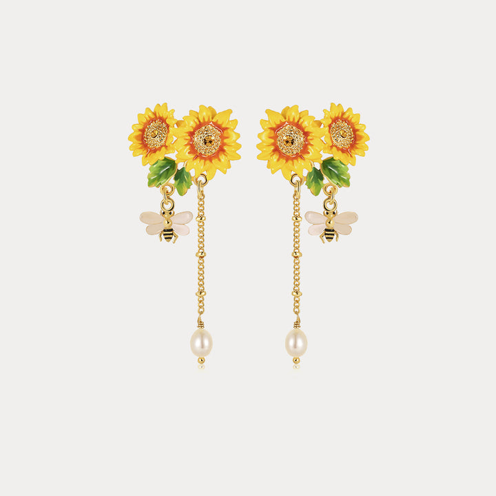 Selenichast Sunflower & Bee Earrings