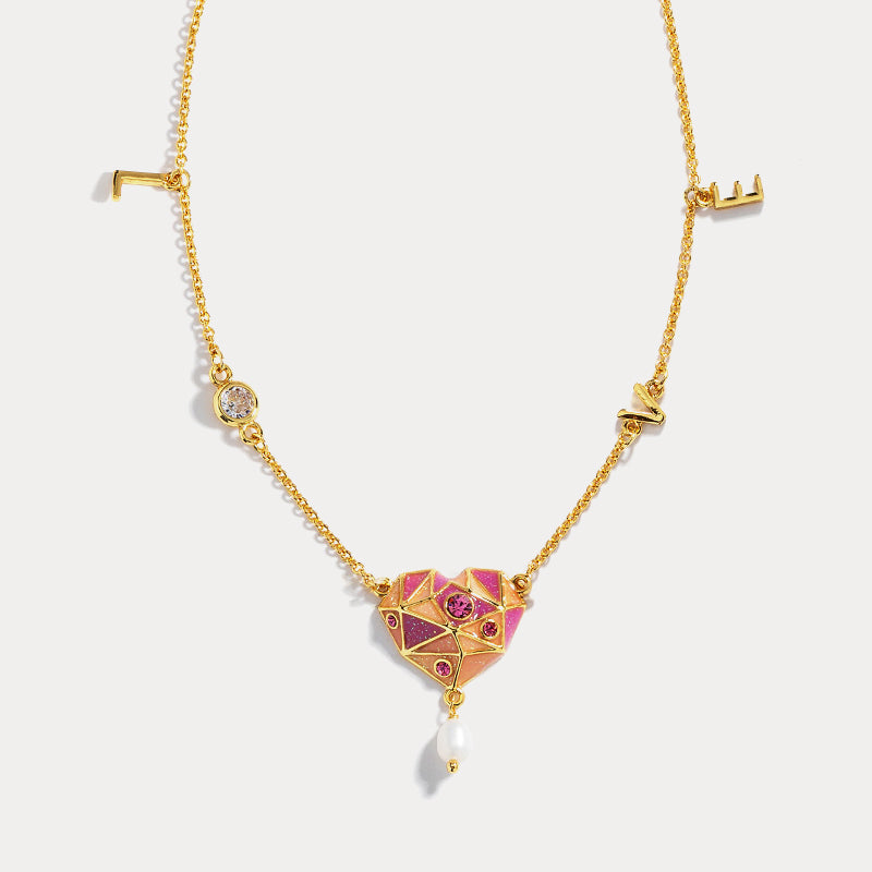 Diamond Pink Heart Necklace