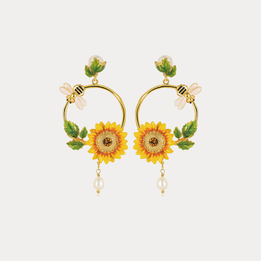Selenichast Sunflower & Bee Earrings