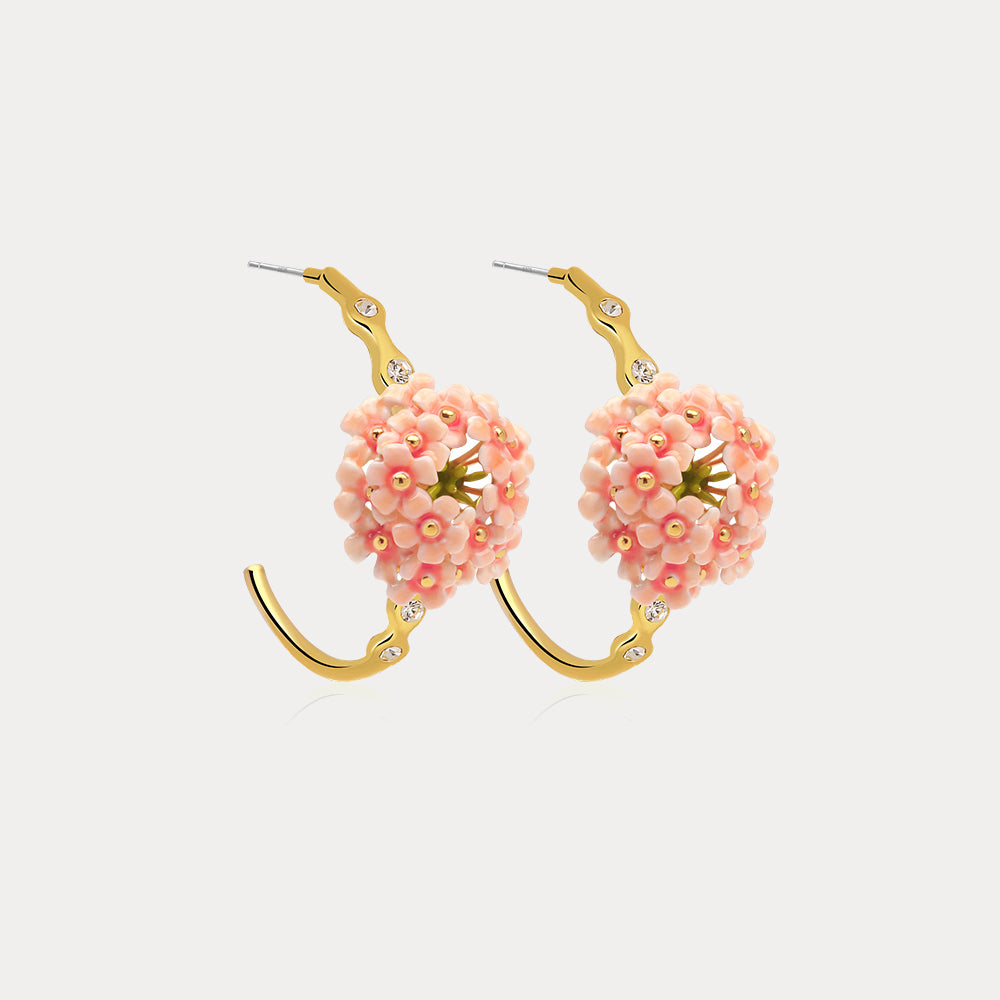 Selenichast Pink Verbena Hoops Earrings