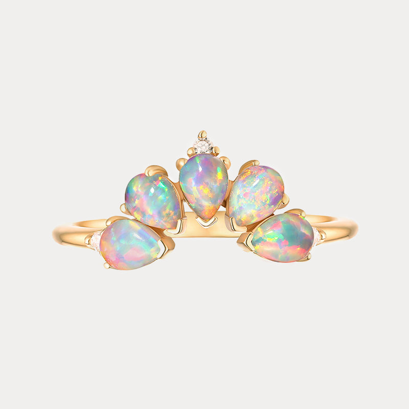 Opal Crown Adjustable Ring