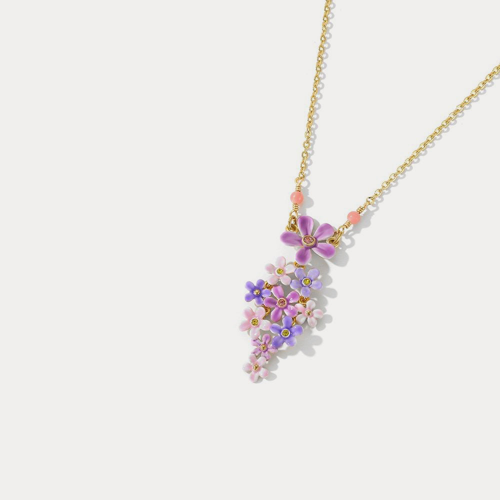 forget me not flowers gold chain necklace