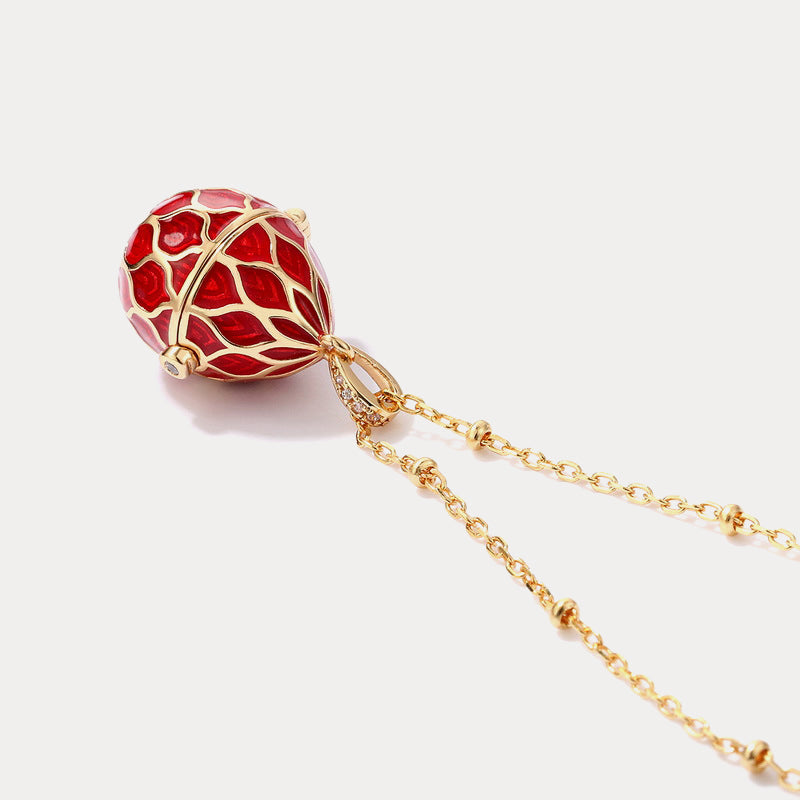 Easter Egg Locket Enamel Diamond Necklace