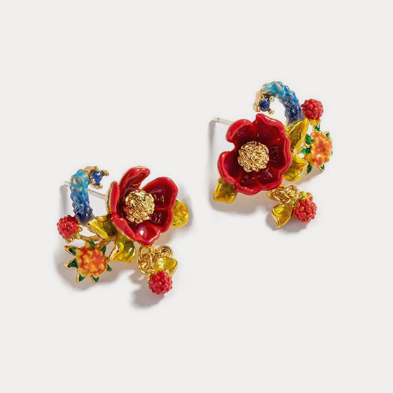 peony flower nature earrings