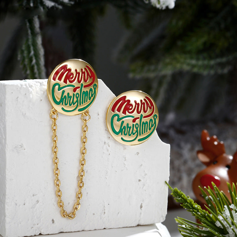 Merry Christmas Gold Earrings