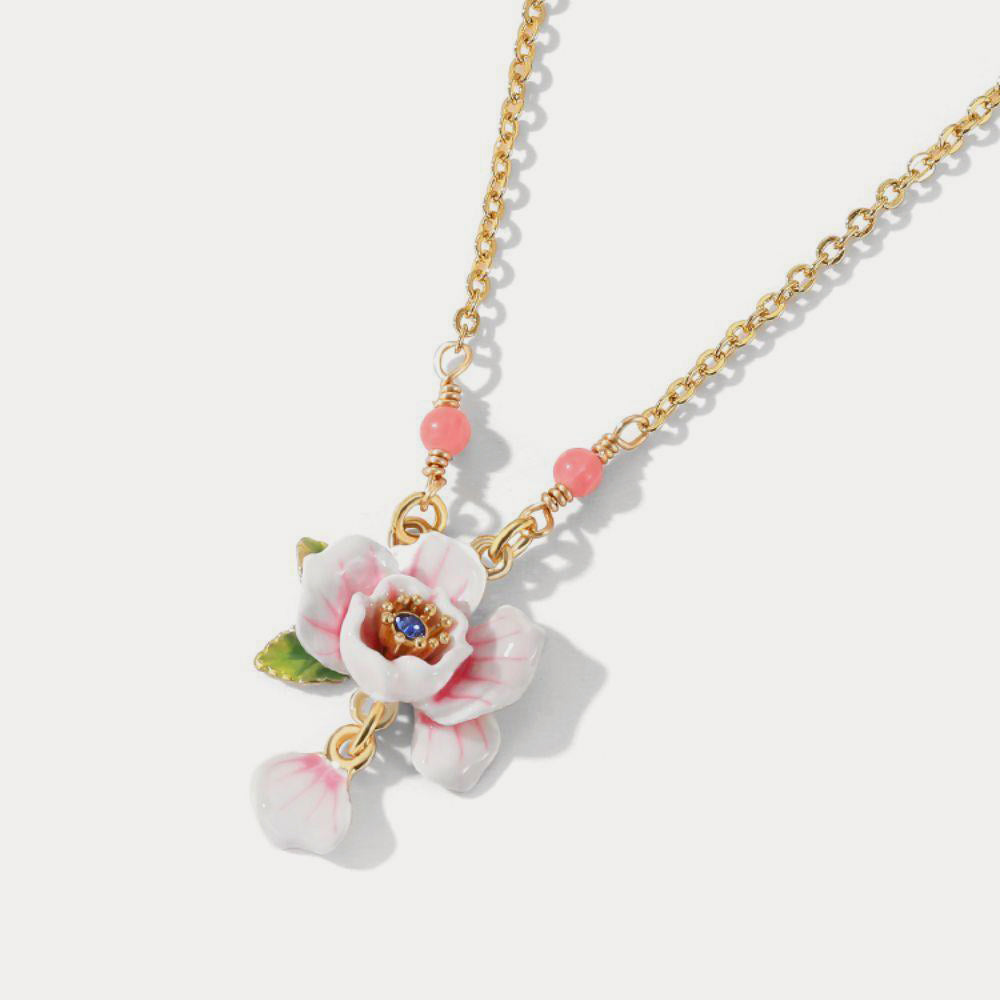 pink rose chain necklace