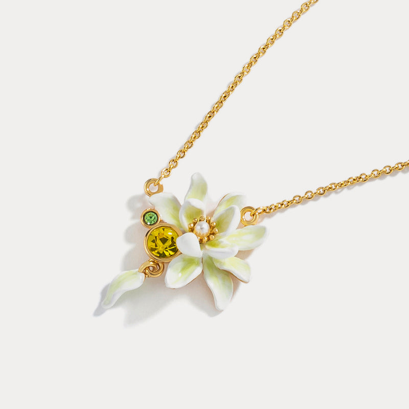 enamel gardenia necklace