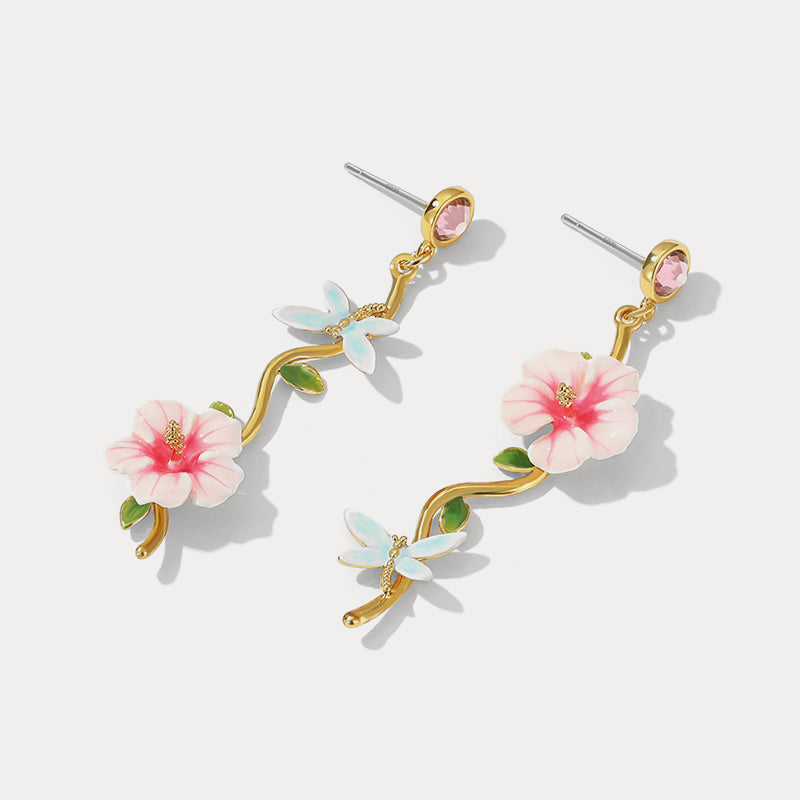 hibiscus diamond earrings