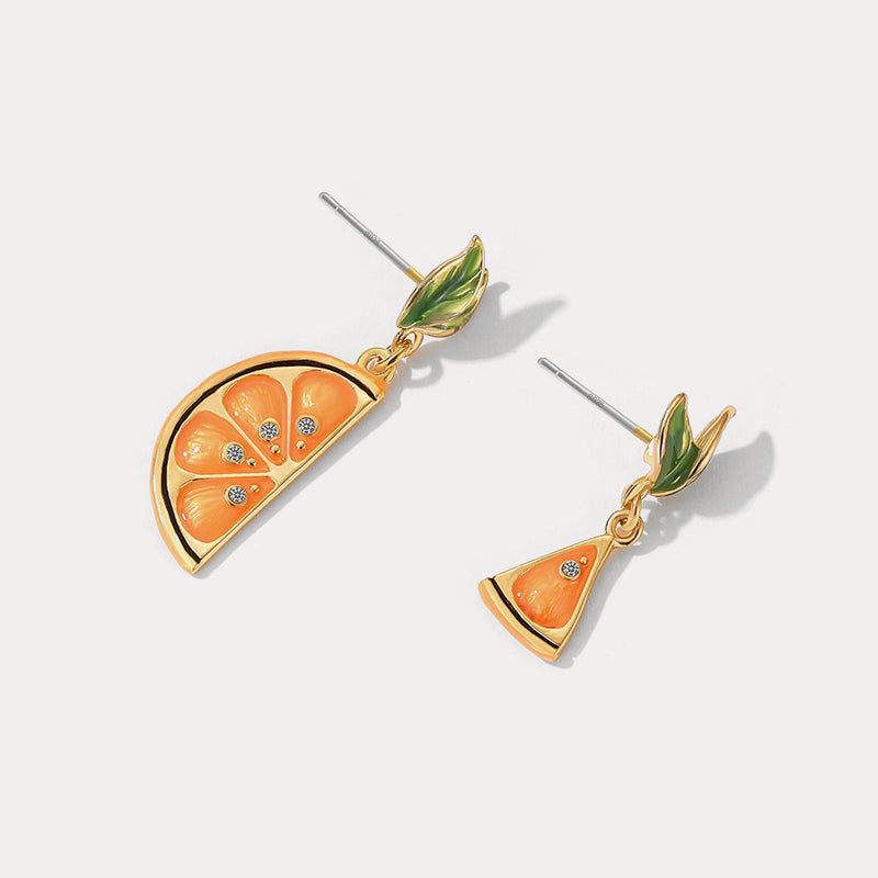 orange slices mismatch earrings