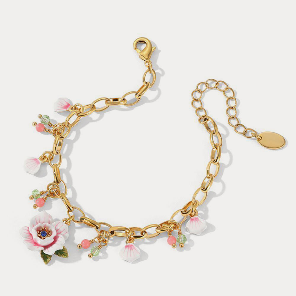 pink rose gold charms bracelet