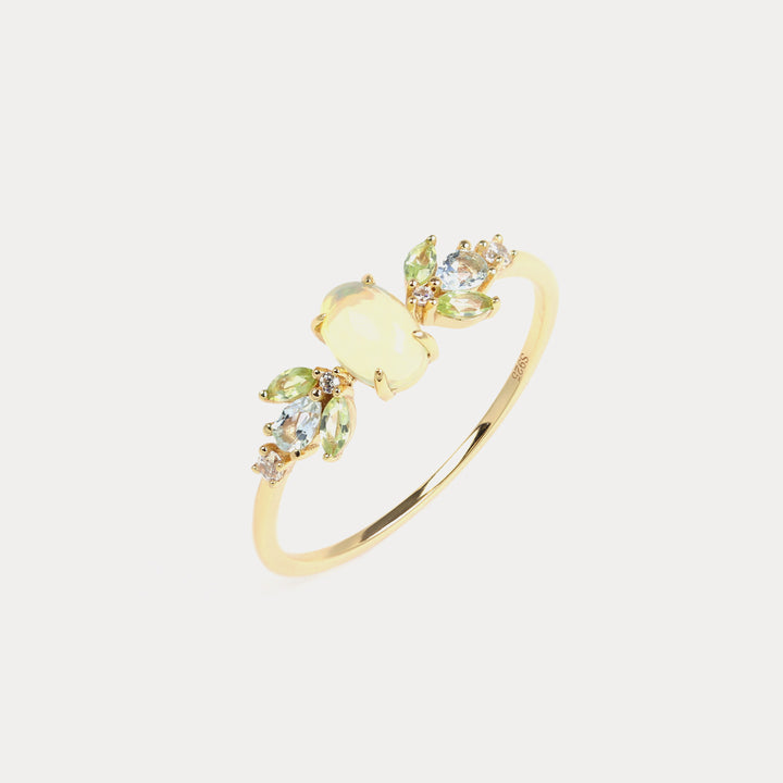 Selenichast opal olivine silver ring