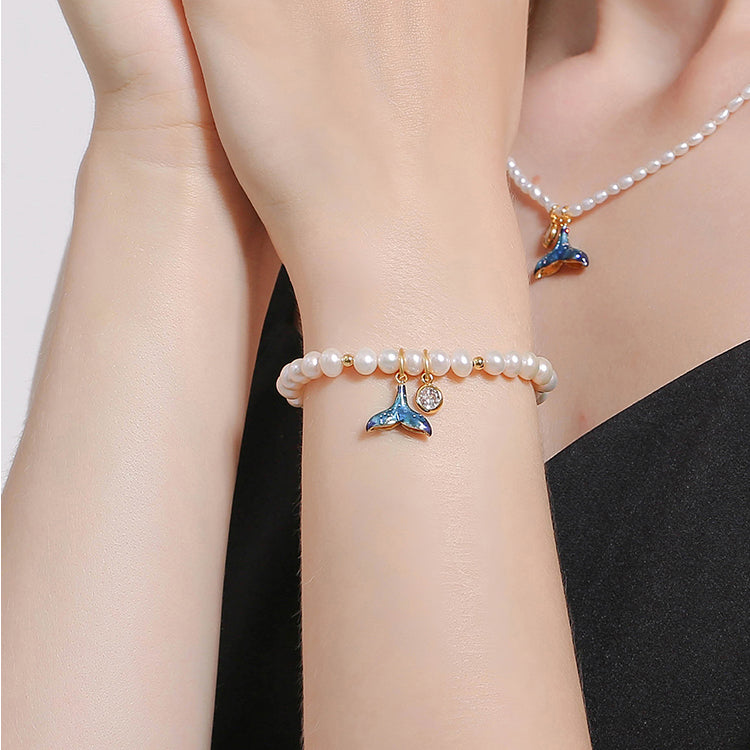 mermaid tail pearl gold bracelet