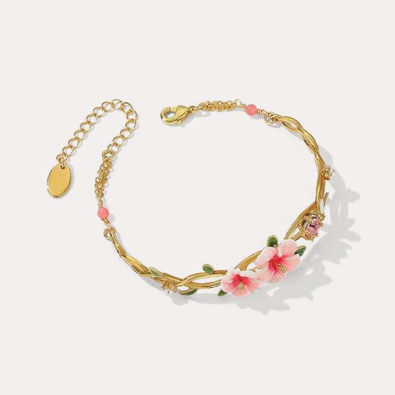 hibiscus enamel bracelet