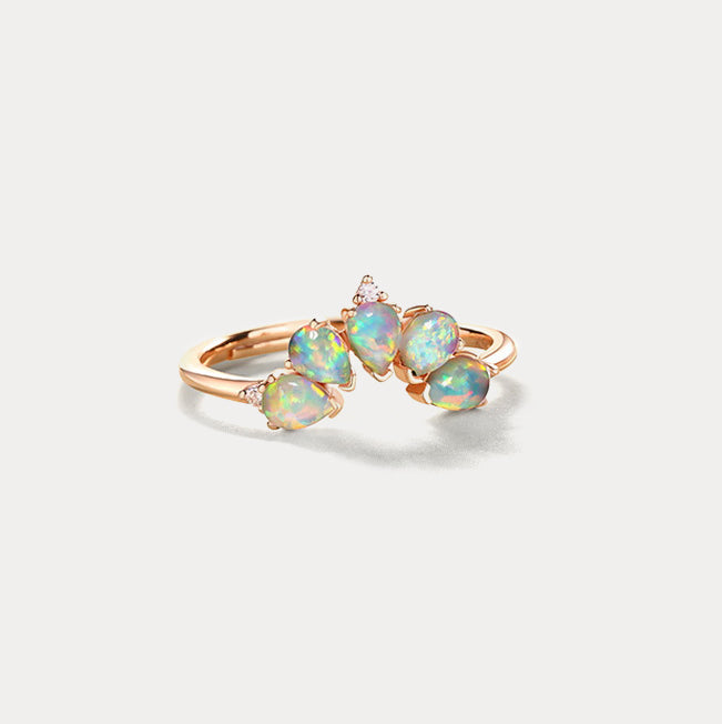 Gold Opal Crown Ring
