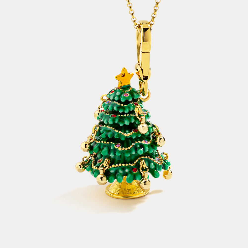 Christmas Tree Locket Ball Necklace