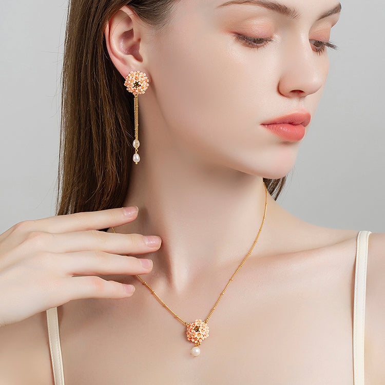 Pink Verbena Earrings Jewelry Set
