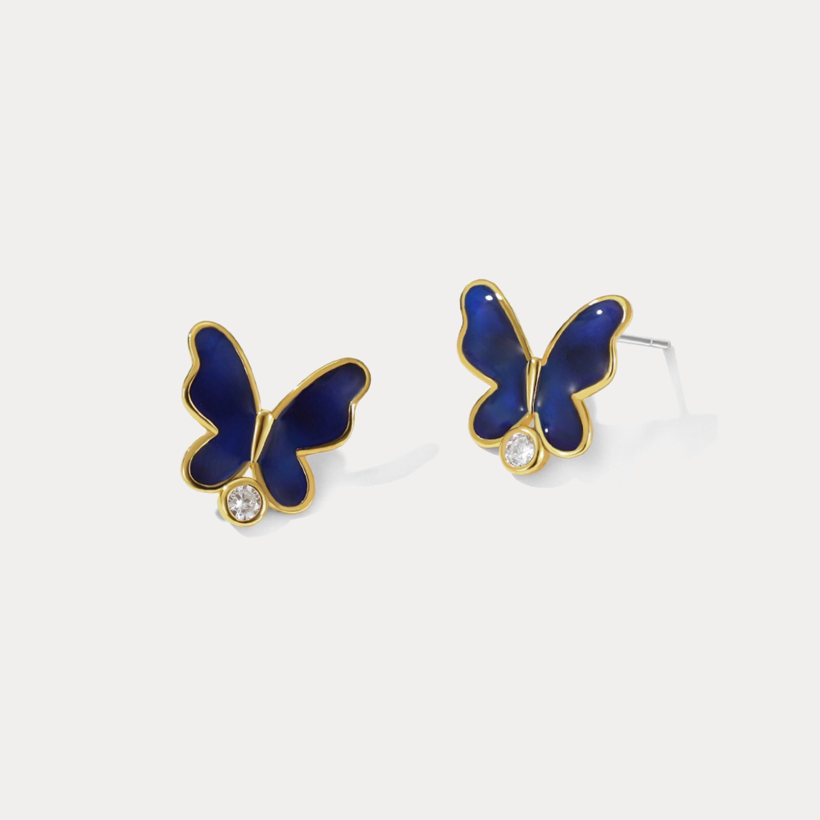 thermochromic blue butterfly enamel earrings