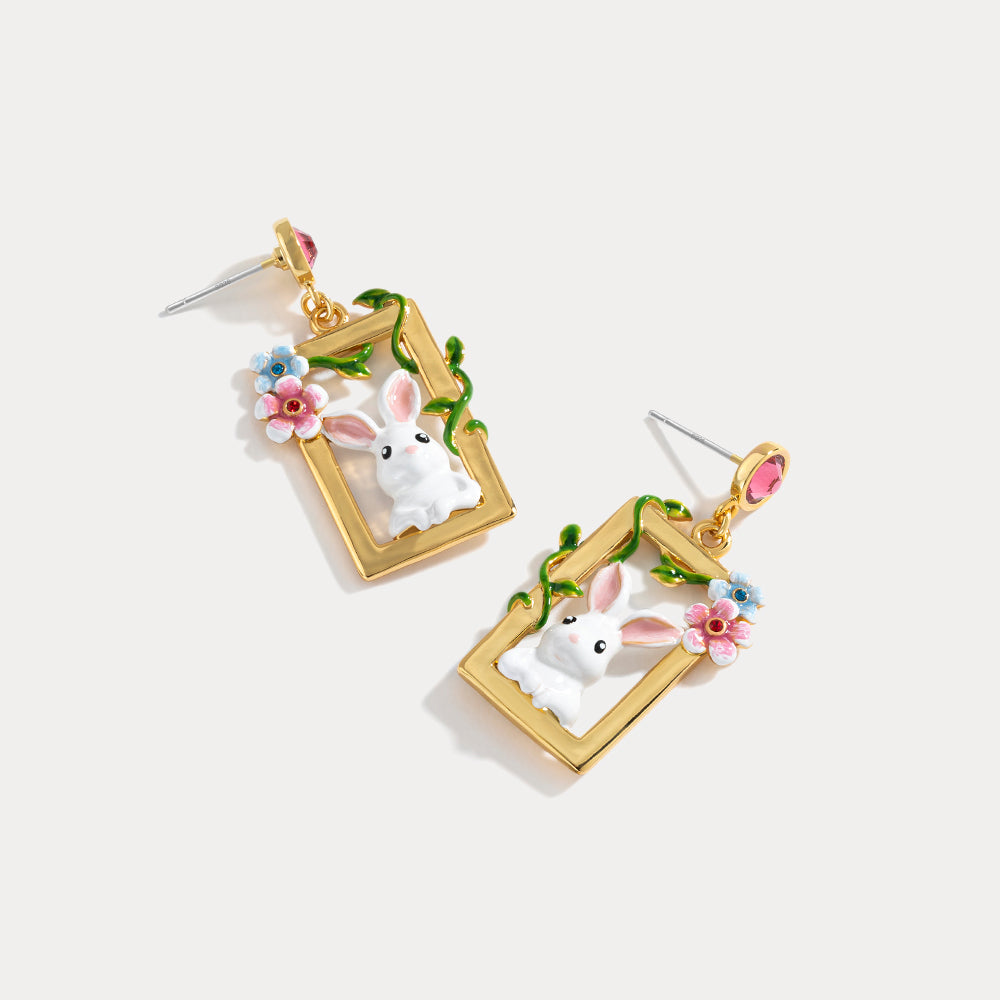 Garden Rabbit Gold Earrings